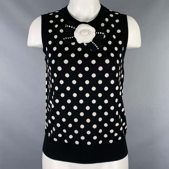MARC JACOBS Jackets & Blazers - MARC JACOBS Black White Cotton Blend Polka Dot Vest